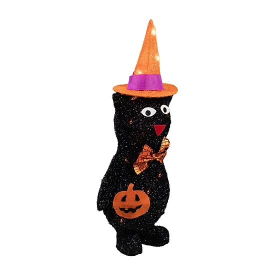 Northlight 24" Lighted Black Cat In Witch'S Hat Halloween Yard Art