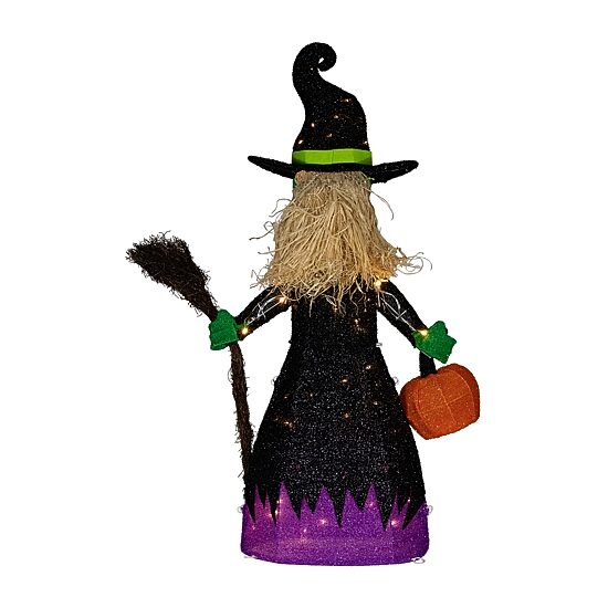 Northlight 39" Led Lighted Witch With Broom Halloween Yard Art