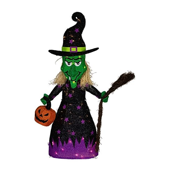 Northlight 39" Led Lighted Witch With Broom Halloween Yard Art