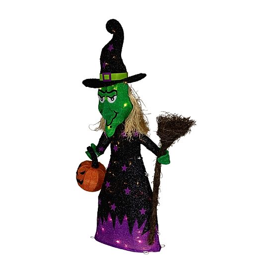 Northlight 39" Led Lighted Witch With Broom Halloween Yard Art