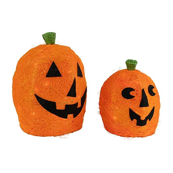 Northlight 16" Set Of 2 Lighted Sisal Jack O' Lanterns Halloween Yard Art