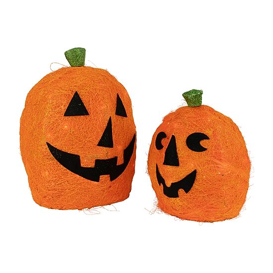 Northlight 16" Set Of 2 Lighted Sisal Jack O' Lanterns Halloween Yard Art