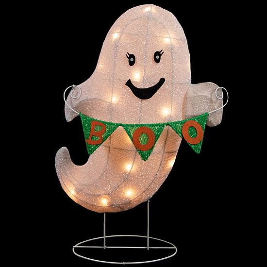 Northlight 25" Led Ghost With "Boo" Banner Halloween Yard Art