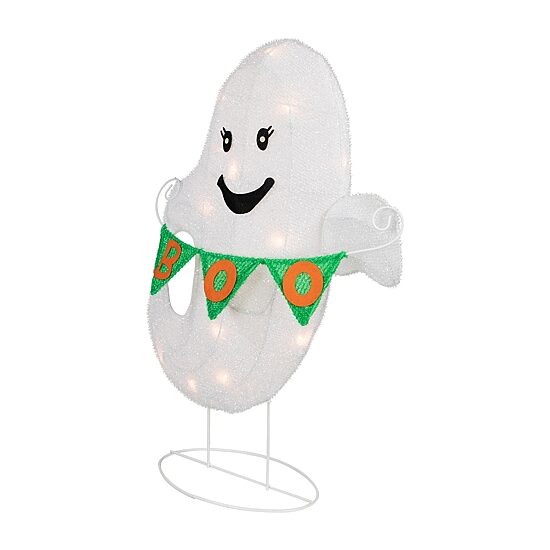 Northlight 25" Led Ghost With "Boo" Banner Halloween Yard Art
