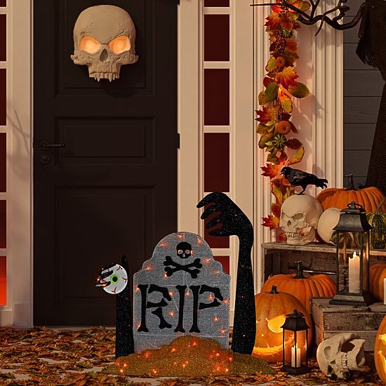 Northlight 31.5" Lighted Tombstone Halloween Yard Art