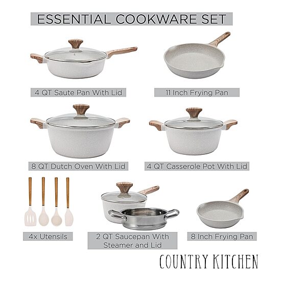Country Kitchen 15-pc. Durable Non-Stick Cookware Set