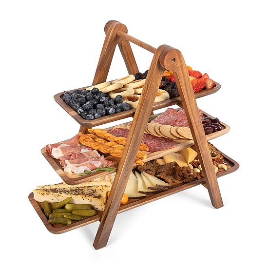 Picnic Time Wood Tiered Server