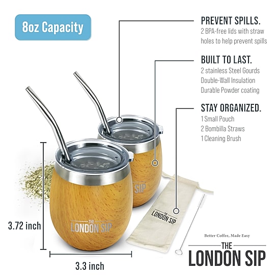London Sip 8-oz. Yerba Mate Cup Set