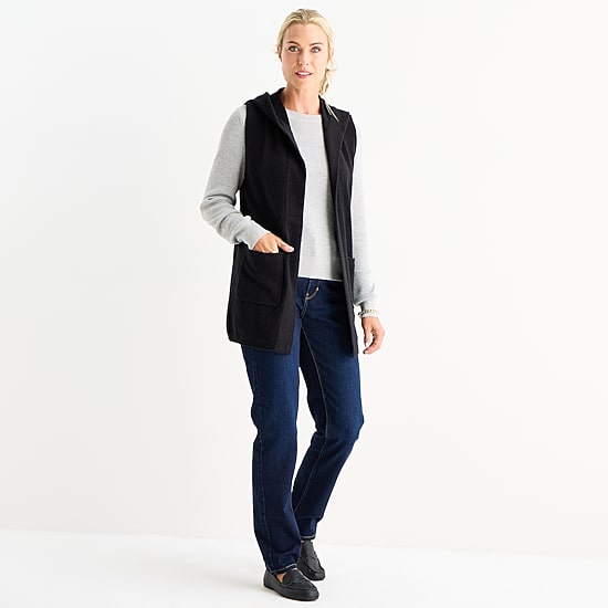 Liz Claiborne Knit Hooded Womens Sleeveless Vest