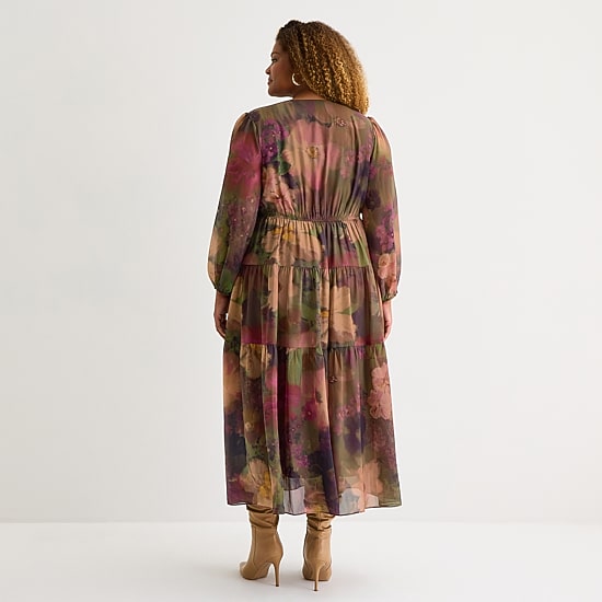 isabel & nina womens long sleeve floral maxi dress Isabel & Nina Womens Long Sleeve Floral Maxi Dress