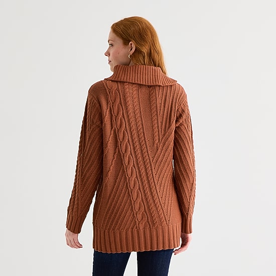 St. John's Bay Tall Womens Mock Neck Long Sleeve Pullover Sweater
