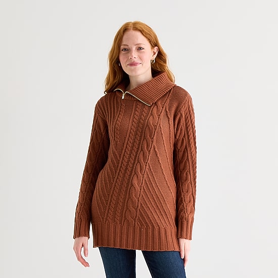 St. John's Bay Tall Womens Mock Neck Long Sleeve Pullover Sweater