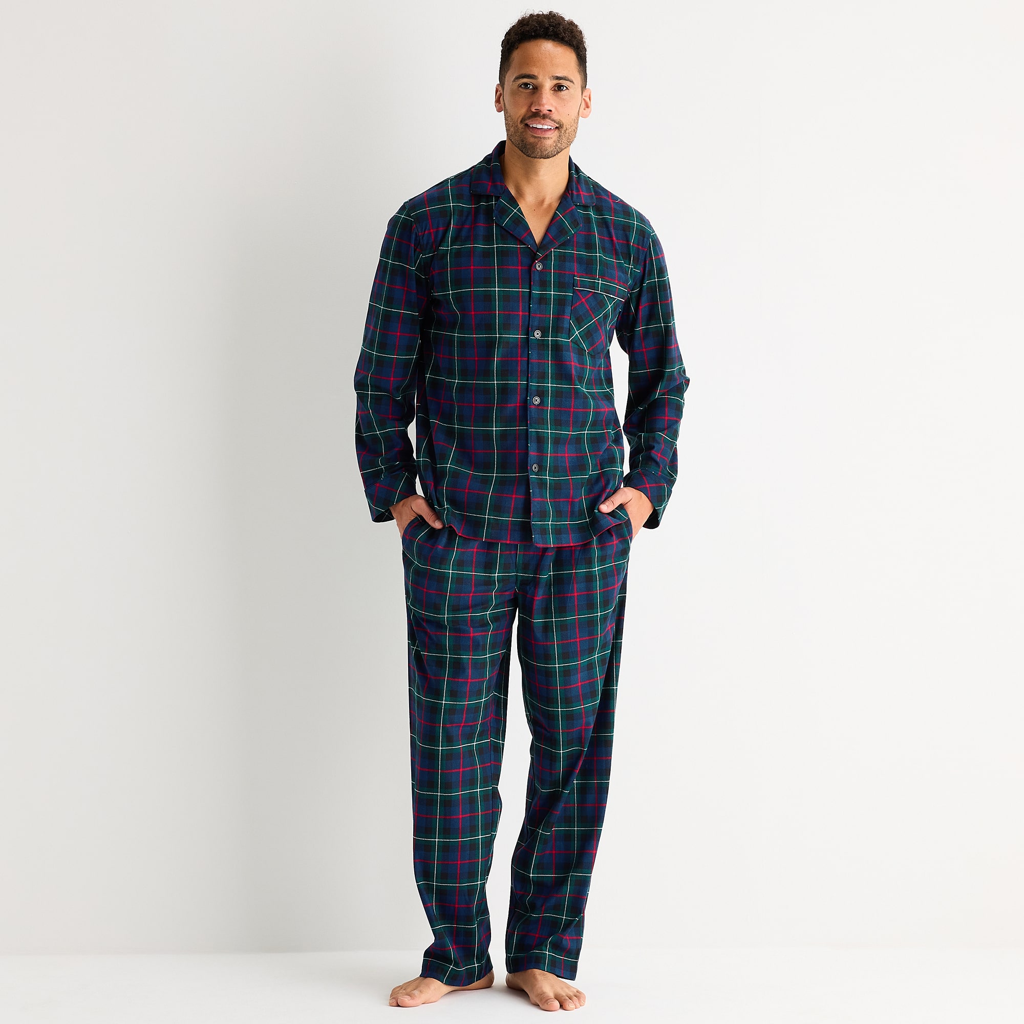 St. John's Bay Mens Fleece Long Sleeve 2-pc. Pajama Set