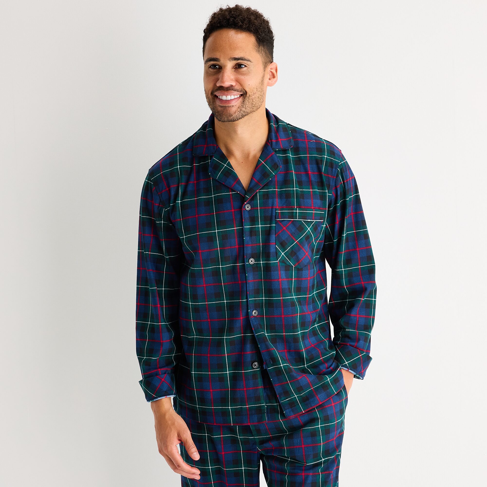 St. John's Bay Mens Fleece Long Sleeve 2-pc. Pajama Set
