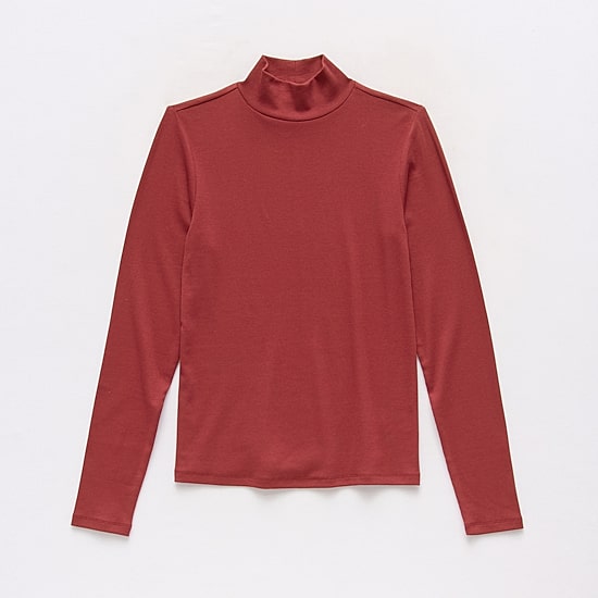 a.n.a Womens Mock Neck Long Sleeve T-Shirt