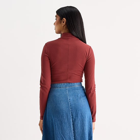 a.n.a Womens Mock Neck Long Sleeve T-Shirt