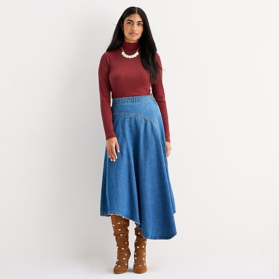 a.n.a Womens Mock Neck Long Sleeve T-Shirt
