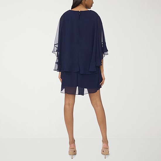 Sam And Jess Womens Round Neck 3/4 Sleeve Shift Dress