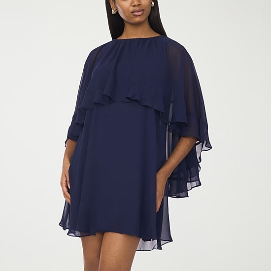 Sam And Jess Womens Round Neck 3/4 Sleeve Shift Dress