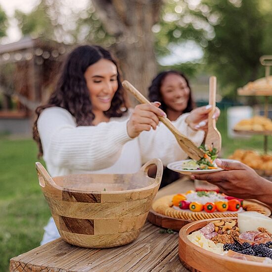 Picnic Time Wood Salad Bowl