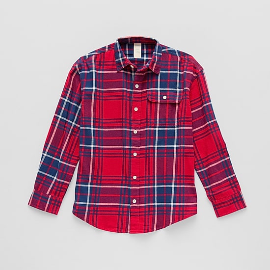 Thereabouts Little & Big Kid Boys Long Sleeve Regular Fit Flannel Shirt