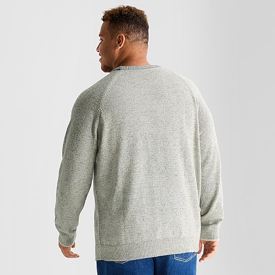 mutual weave Textured Big and Tall Mens Crew Neck Long Sleeve Pullover Sweater
