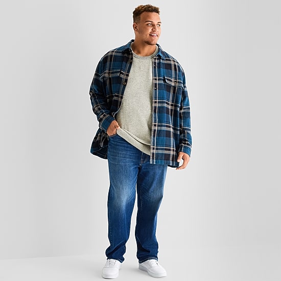 mutual weave Textured Big and Tall Mens Crew Neck Long Sleeve Pullover Sweater
