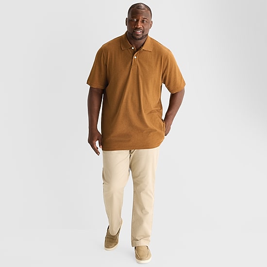 St. John's Bay Premium Stretch Big and Tall Mens Classic Fit Easy-on + Easy-off Adaptive Short Sleeve Polo Shirt