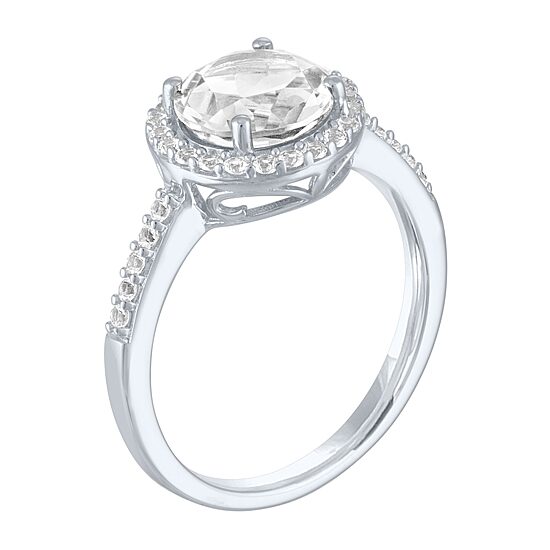 Womens Lab Created White Sapphire Sterling Silver Cocktail Ring