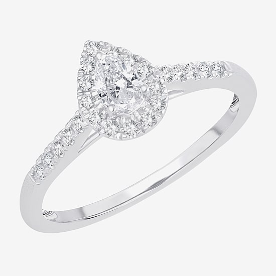 Womens 1/3 CT. T.W. Natural White Diamond 10K Gold Pear Engagement Ring