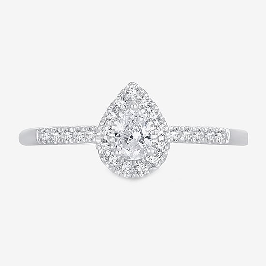 Womens 1/3 CT. T.W. Natural White Diamond 10K Gold Pear Engagement Ring