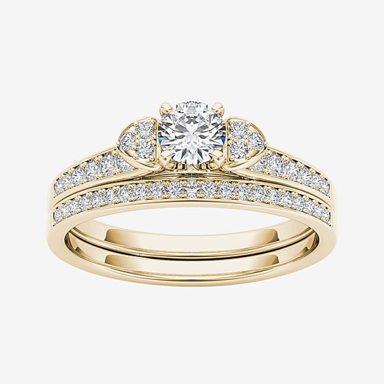 1/2 CT.T.W. Natural Diamond 10K Yellow Gold Bridal Set Ring
