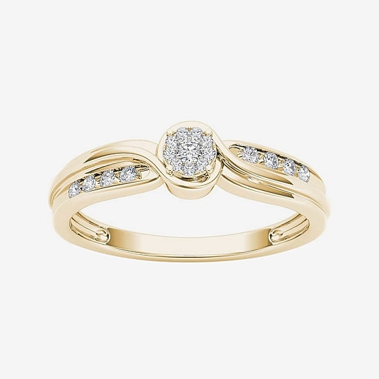 1/10 CT.T.W. Natural Diamond 10K Yellow Gold Engagement Ring