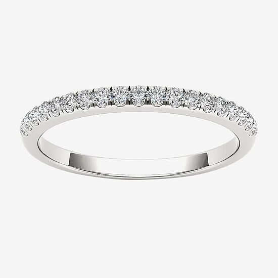 Womens 2MM 1/5 CT. Natural White Diamond 10K Gold Wedding Band