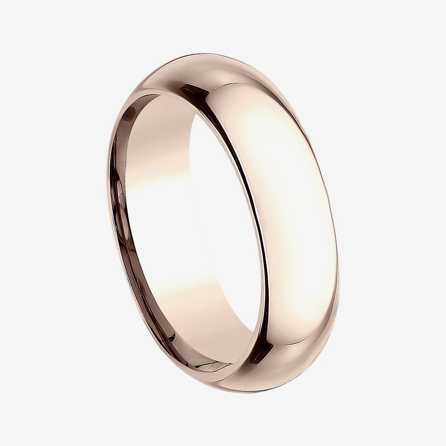 Mens 14K White Gold 6MM High Dome Comfort-Fit Wedding Band