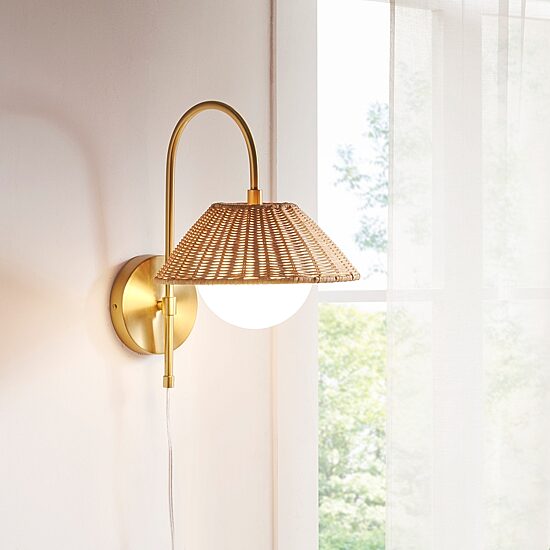 INK+IVY Laguna Rattan Weave Wall Sconce