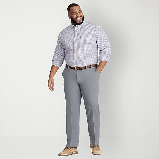 IZOD Sportflex Waistband Non Iron Performance Mens Straight Fit Big and Tall Flat Front Pant