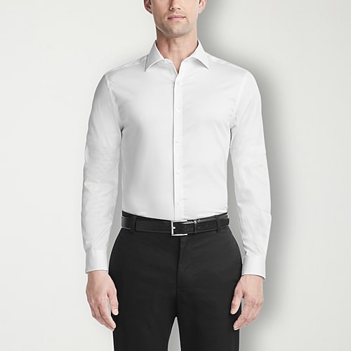 Van Heusen Ultra Flex Mens Slim Fit Wrinkle Free Long Sleeve Dress Shirt, 14-14.5 32-33, White
