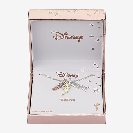 Disney Classics Charm Womens Cubic Zirconia Pure Silver Over Brass 16 Inch Pendant Necklace