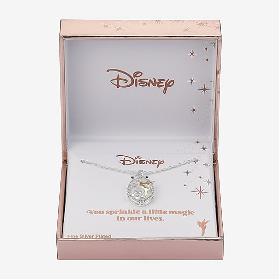 Disney Classics Dancing Womens Cubic Zirconia Pure Silver Over Brass Oval 16 Inch Pendant Necklace