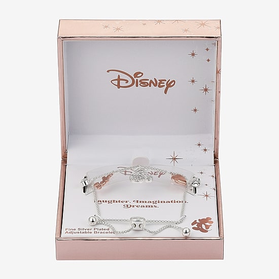 Disney Classics Charm Womens Crystal Heart Mickey Mouse Bolo Bracelet