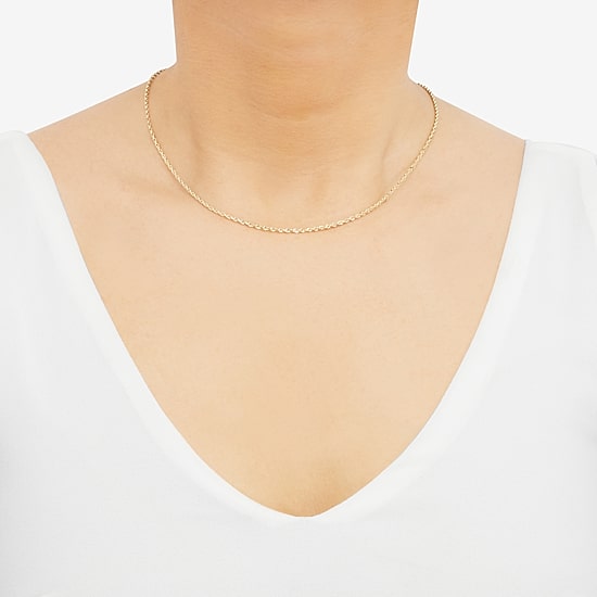 Womens 10K Gold 16 Inch Rope Chain Necklace