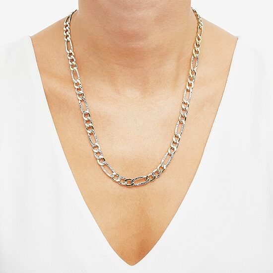 Made in Italy Mens 14K Gold 22 Inch Figaro Chain Necklace