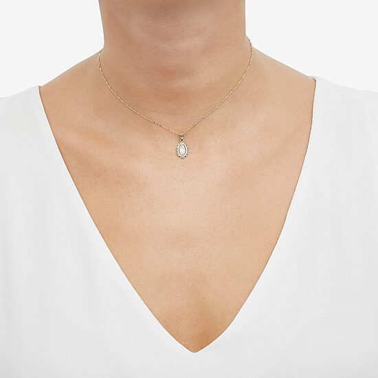 Our Lady Of Guadalupe / Nuestra Senora De Guadalupe Womens 14K Gold 14 Inch Pendant Necklace