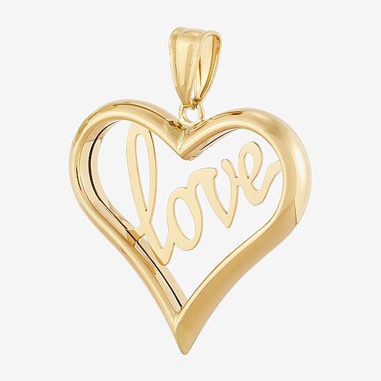 "Love" Womens 14K Gold Heart Pendant