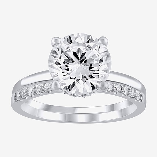 (G / Si2) Womens 3 1/3 Ct. T.W. Lab Grown White Diamond 14K Gold Round Solitaire Bridal Set