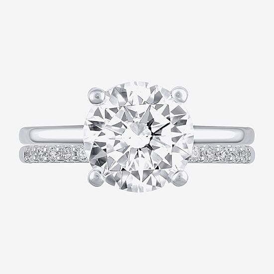 (G / Si2) Womens 3 1/3 Ct. T.W. Lab Grown White Diamond 14K Gold Round Solitaire Bridal Set