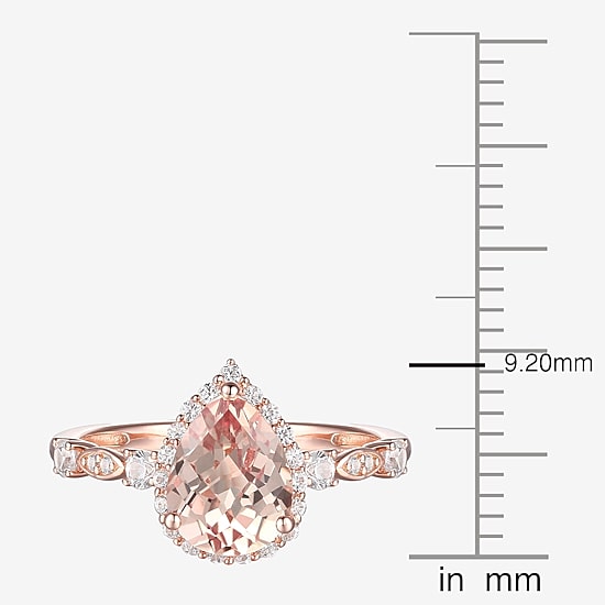 Yes, Please! Womens Lab Created Pink Sapphire 14K Rose Gold Over Silver Sterling Silver Cocktail Ring