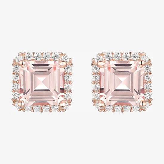 Yes, Please! Lab Created Champagne Sapphire 14K Rose Gold Over Silver 8mm Stud Earrings