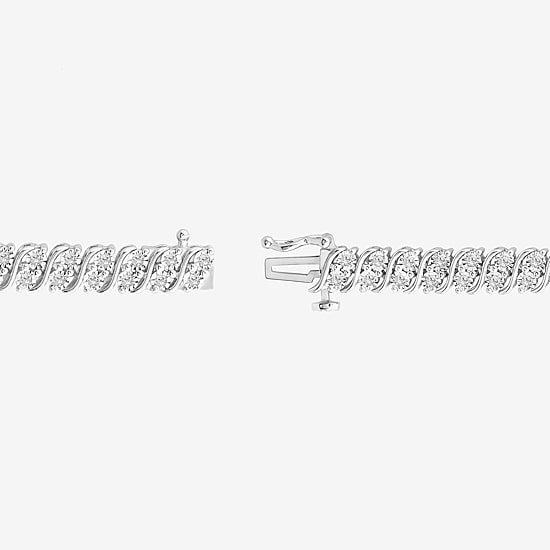 (I1/ I) Womens 1 CT. T.W. Lab Grown White Diamond Sterling Silver 7.5 Inch Tennis Bracelet